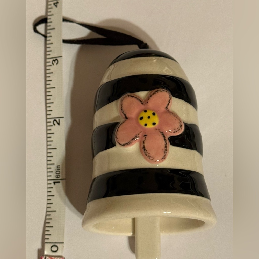Ceramic bell - Heartful Home - by Tracy Pesche -Grandma -black white pink 3” New - Picture 9 of 10